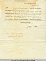 Letter, James Monroe, [Secretary of State], Department of State, to Collector of Customs, Savannah, [Ga.]