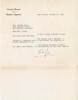 Letter from Adolfo Saracho to Thelma Toole