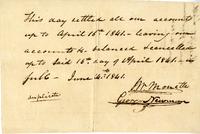 Duplicate receipt on the cancellation of debts between John Wesley Monette and George Newman