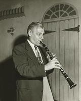 Bill Bourgeois playing clarinet with Leon Prima's band