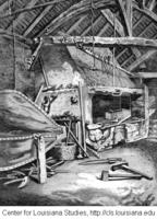 Eighteenth-century French blacksmith's forge and tools.