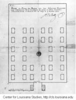 Plan for a slave pen and overseers' houses at the Company of the Indies' plantation.