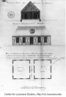 Plans for a hospital to be built at the Company of the Indies' plantation near New Orleans.  The plans, dated January 9, 1732, are signed by Alexandre De Batz.