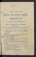 Yellow fever epidemic of 1878 in New Orleans.  Treatment of yellow fever.  Comparative pathology of malarial and yellow fevers.