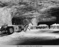 Interior view of a salt mine in Winn Parish Louisiana in the 1940s
